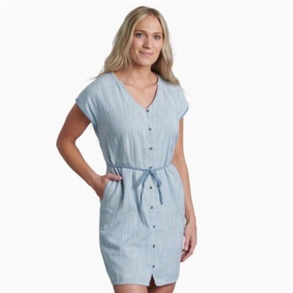 Kuhl Women's Riviera Dress Size Large Blue Cotton‎